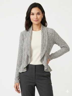 Daftbird Womens Lightweight Drape Cardigan Gray Marled Knit Size M